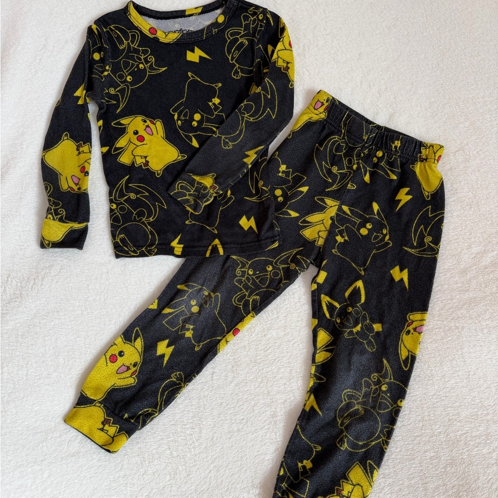 Pokémon Pikachu Kids Pajama Set Size 6 Black Yellow 2 Piece Long